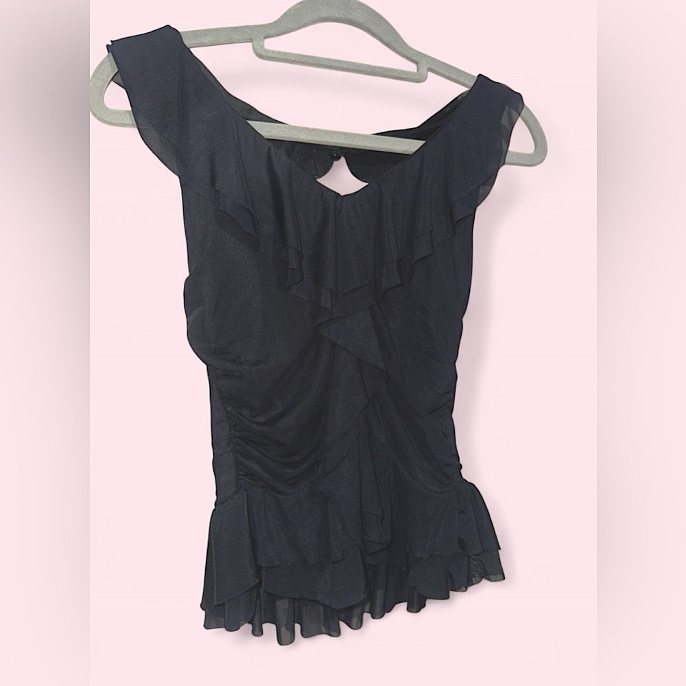 Iris Black Ruffled Blouse